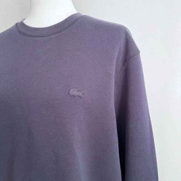 LACOSTE MEN'S NAVY DUSTY BLUE WHITE STRIPED CREWNECK LONG SLEEVE SWEATSHIRT - XL - Picture 5 of 6